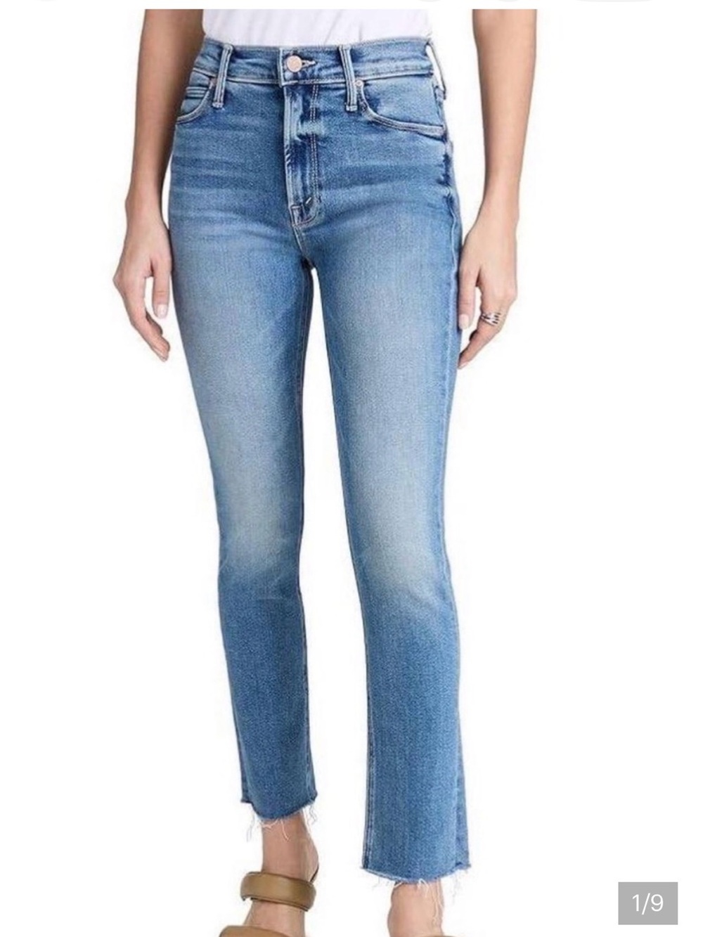 MOTHER Mid Rise Dazzler Ankle Fray Riding the cliffside blue stretch Jeans Sz 25